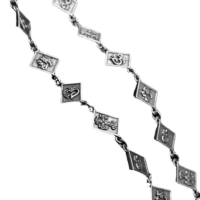Real Solid 925 Sterling Silver Necklace Rectangle Chain Cross Loving Heart Fashion Punk Jewelry 20"-26"