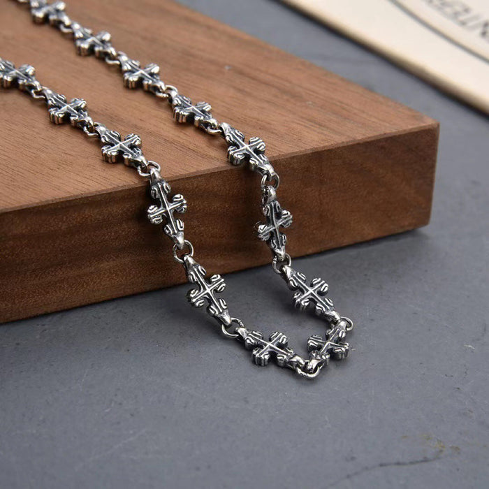 Real Solid 925 Sterling Silver Necklace Chain Cross Hip Hop Gothic Punk Jewelry 20"-26"
