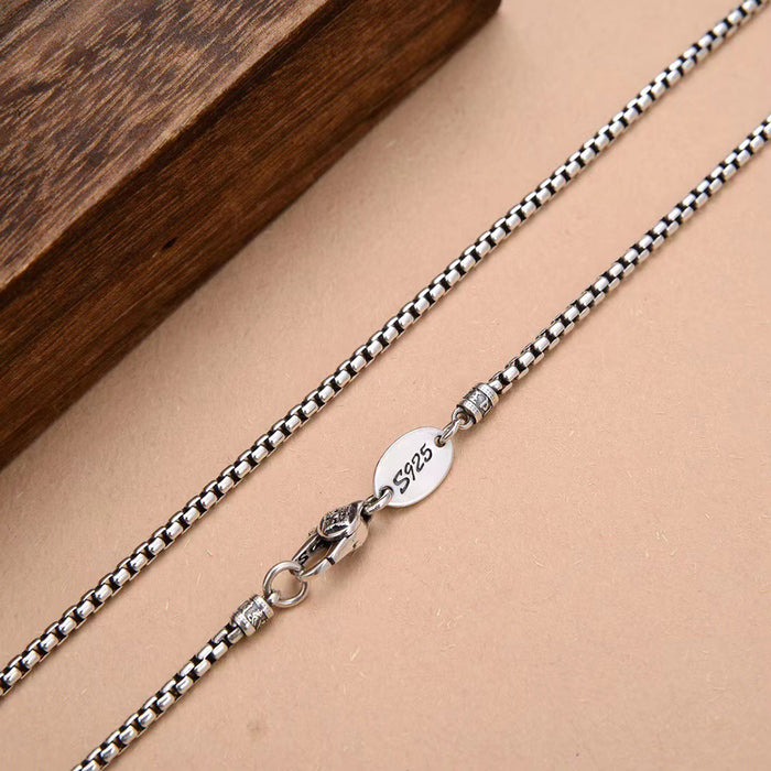 Real Solid 925 Sterling Silver Necklace Italian Round Box Chain Fashion Punk Jewelry 20"-30"