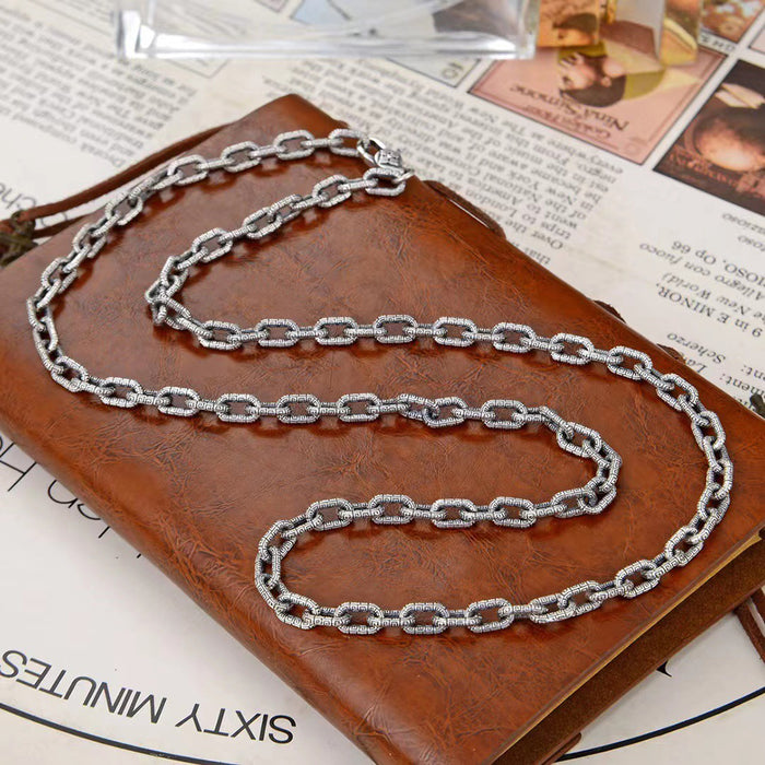 Real Solid 925 Sterling Silver Necklace Oval Link Chain Religions Fashion Punk Jewelry 20"-30"