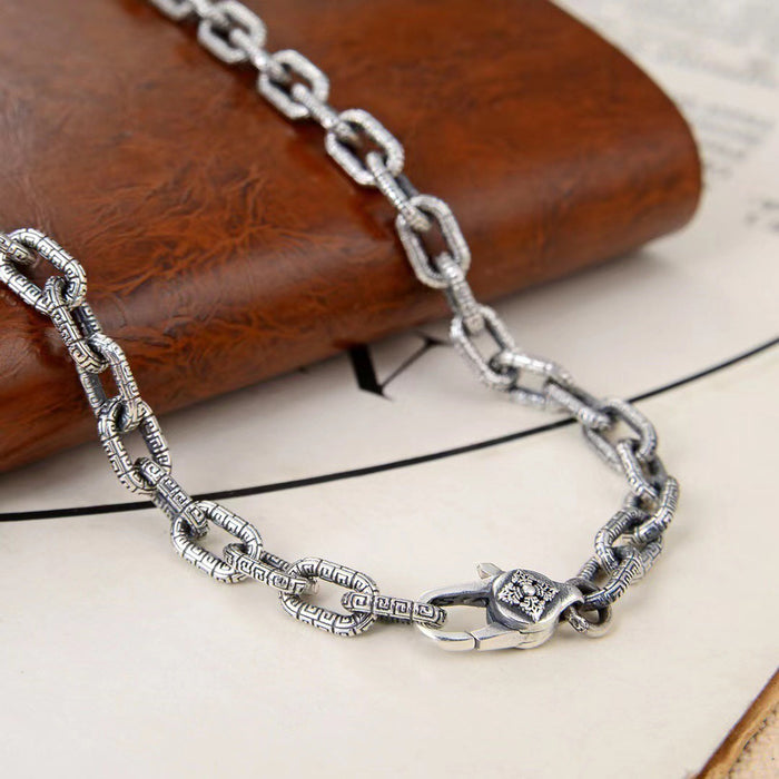 Real Solid 925 Sterling Silver Necklace Oval Link Chain Religions Fashion Punk Jewelry 20"-30"