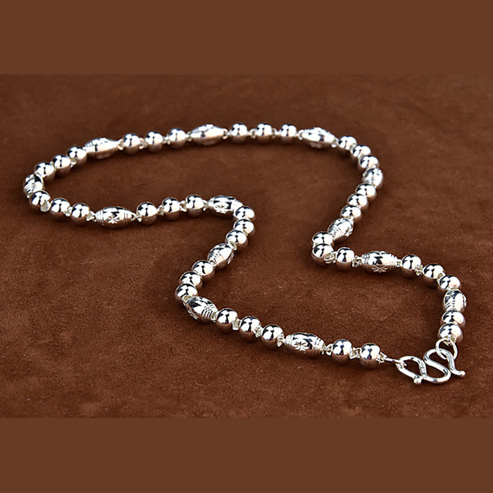 Real Solid 999 Sterling Silver Necklace Beaded Beautiful Fashion Jewelry Unisex 18"-26"