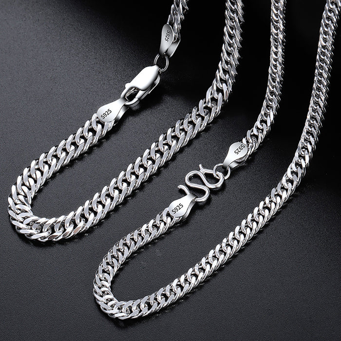 Real Solid 925 Sterling Silver Necklace Miami Cuban Chain Fashion Punk Jewelry 16"-24"