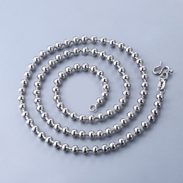 4mm Real Solid 925 Sterling Silver Necklace Beaded Fashion Punk Jewelry 18"-32"