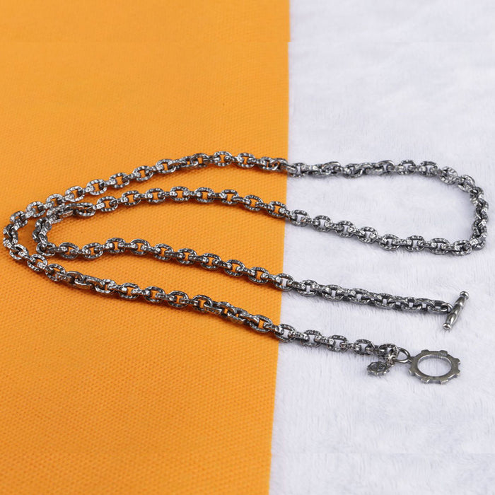 Real Solid 925 Sterling Silver Necklace Oval Link Chain Fashion Punk Jewelry 26"