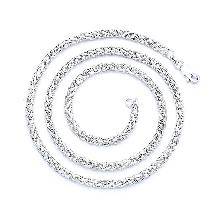 4mm Real Solid 999 Fine Silver Necklace Twisted Braided Chain Punk Jewelry 22"-28"