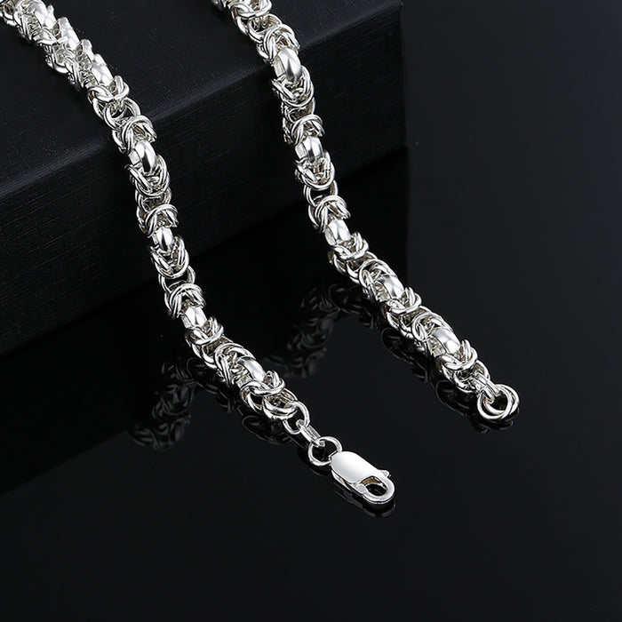5.5mm Real Solid 999 Fine Silver Necklace Twisted Braided Chain Punk Jewelry 22"-28"