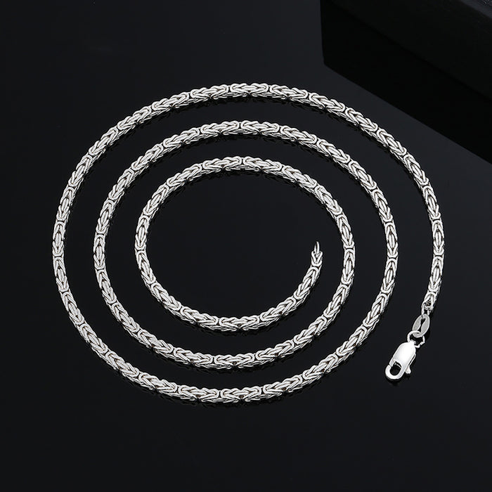 2.5mm Real Solid 999 Fine Silver Necklace Twisted Braided Chain Punk Jewelry 22"-28"