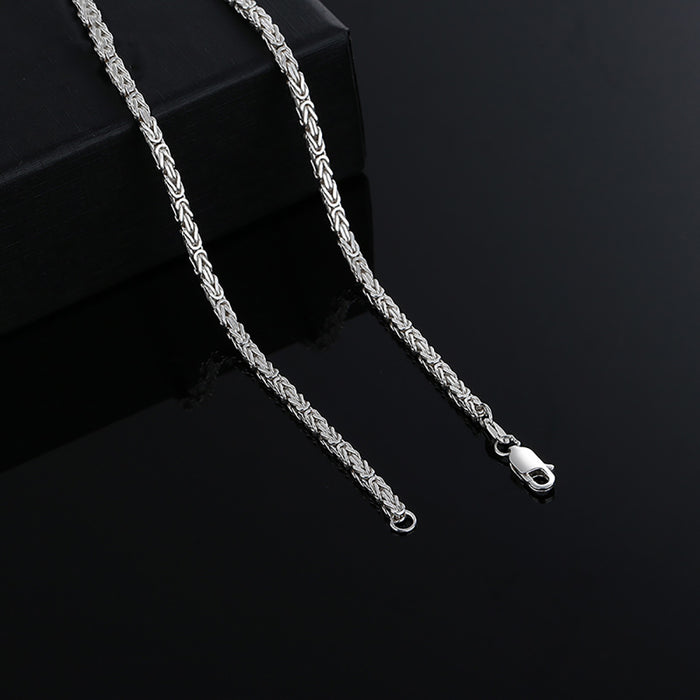 2.5mm Real Solid 999 Fine Silver Necklace Twisted Braided Chain Punk Jewelry 22"-28"