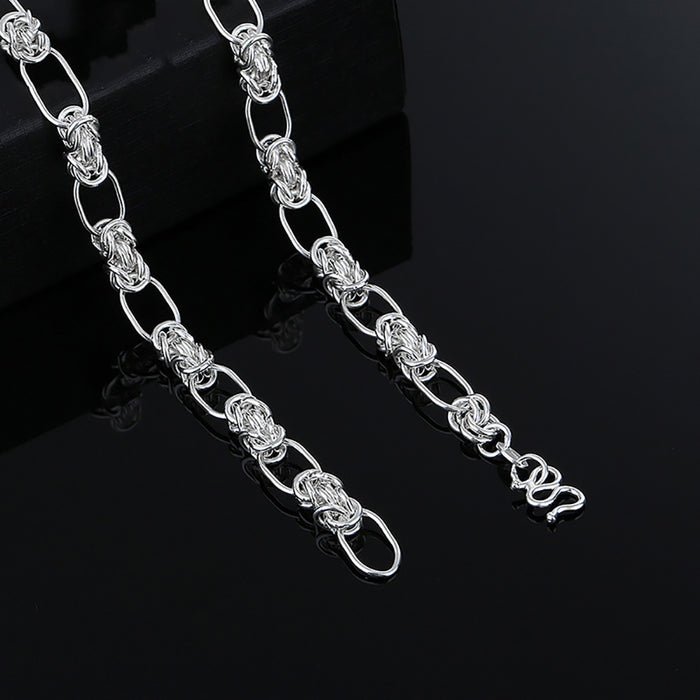 6mm Real Solid 999 Fine Silver Necklace Knot Link Chain Fashion Punk Jewelry 22"-28"