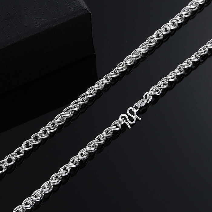 5mm Real Solid 999 Fine Silver Necklace Twisted Braided Chain Punk Jewelry 22"-28"