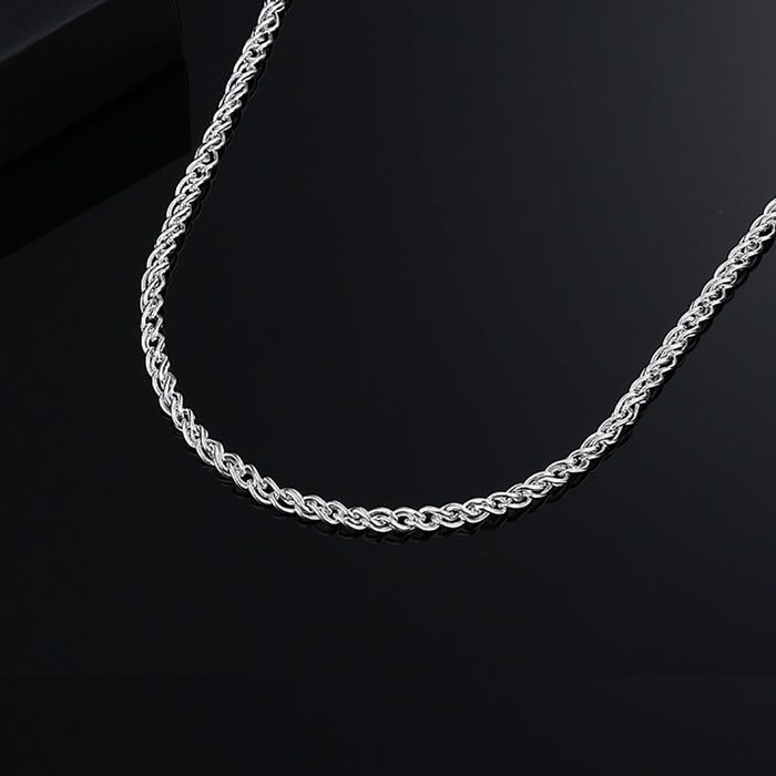 5mm Real Solid 999 Fine Silver Necklace Twisted Braided Chain Punk Jewelry 22"-28"