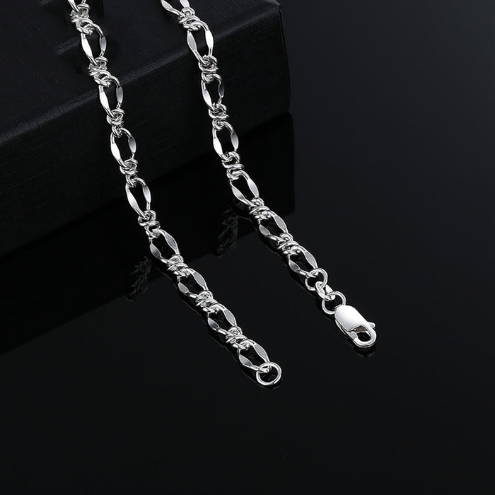 5mm Real Solid 999 Fine Silver Necklace Knot Link Braided Chain Fashion Punk Jewelry 22"-28"