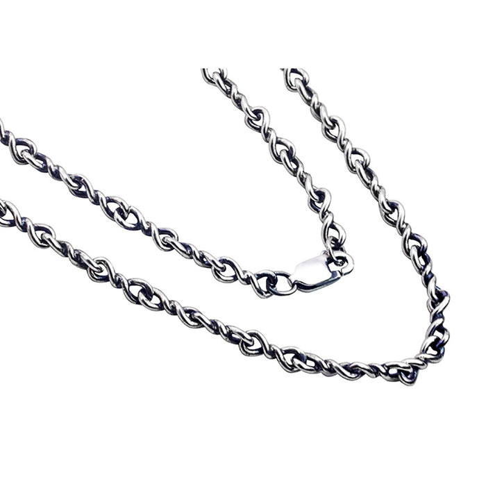 Real Solid 925 Sterling Silver Necklace Twisted Chain Fashion Punk Jewelry 18"-28"