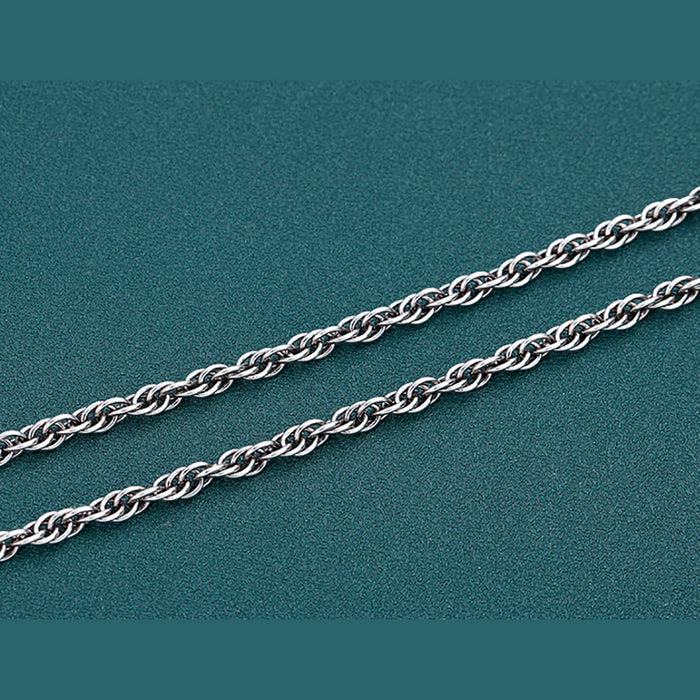 Real Solid 925 Sterling Silver Necklace Braided Twisted Chain Punk Jewelry 20"-26"