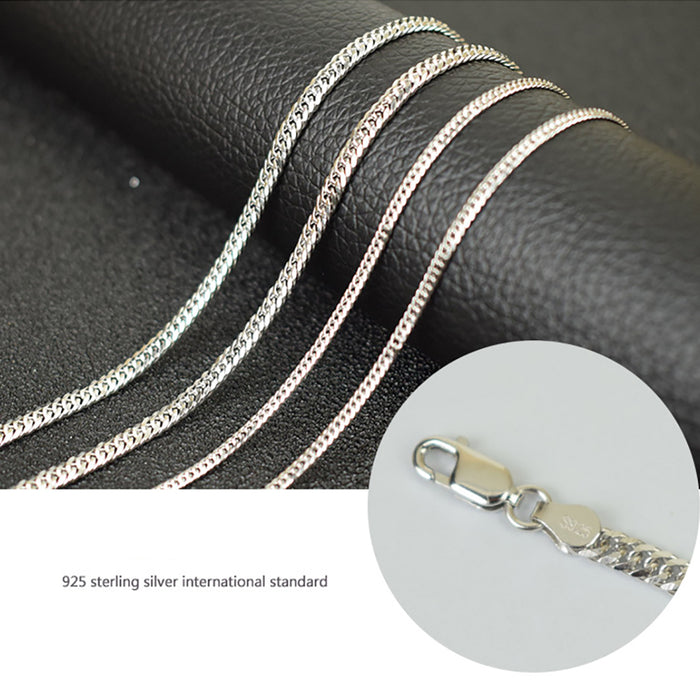 Real Solid 925 Sterling Silver 2mm-8mm Necklace Flat Miami Cuban Link Chain Punk Jewelry 18"-26"