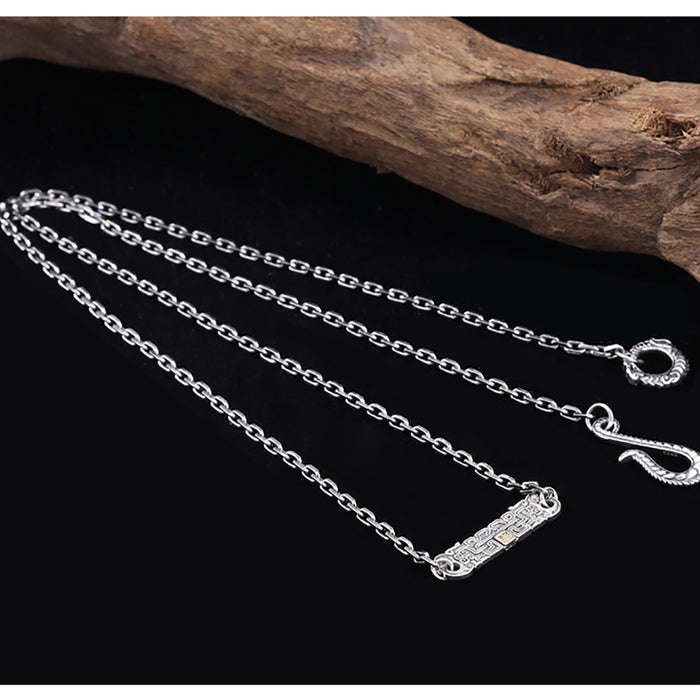 Real Solid 925 Sterling Silver Necklace Gluttony Rectangle Chain Punk Jewelry Hook Clasp 22"-28"