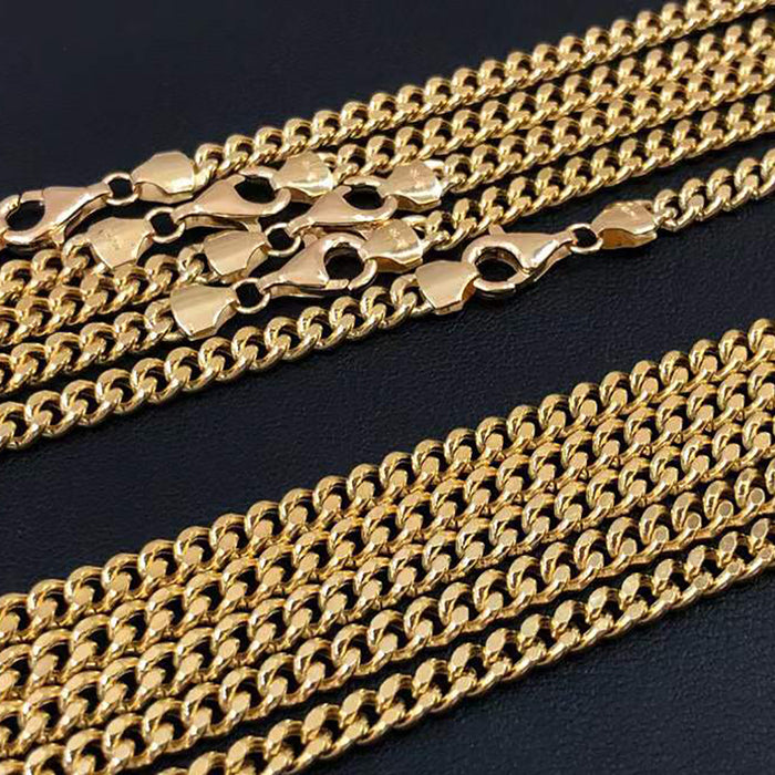 18K Solid Gold 4.1mm Miami Cuban Chain Necklace Punk Jewelry 22in