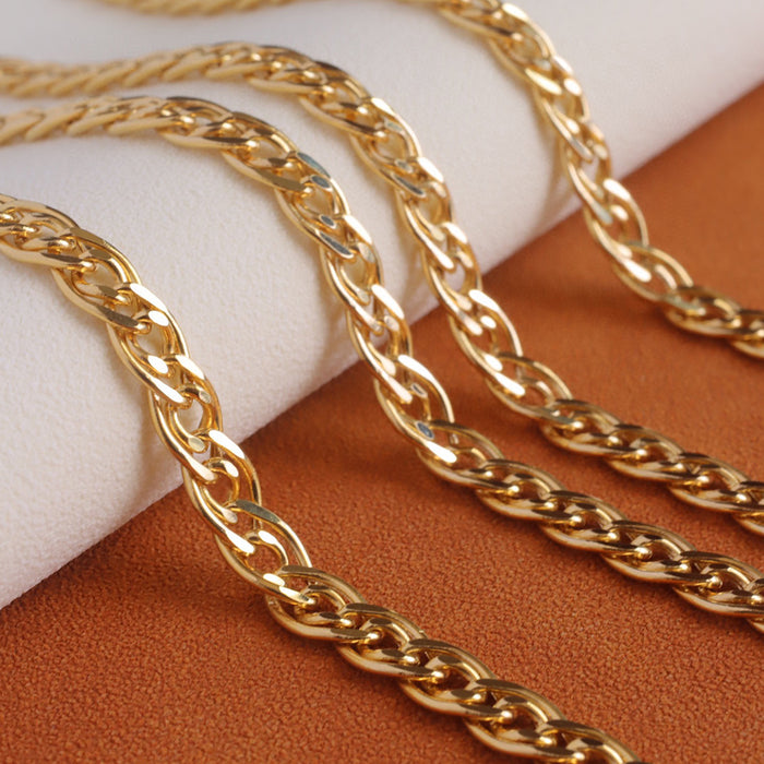 18K Solid Gold 6mm Double Loop Miami Cuban Chain Necklace Punk Jewelry 20in