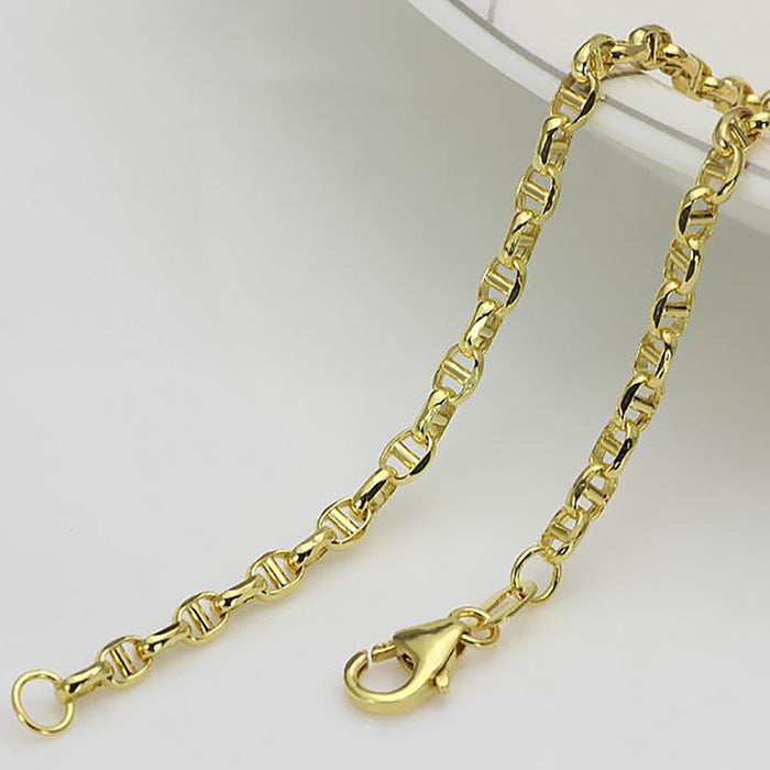 18K Solid Gold 2.5mm Link Chain Necklace Punk Jewelry 18in - 26in