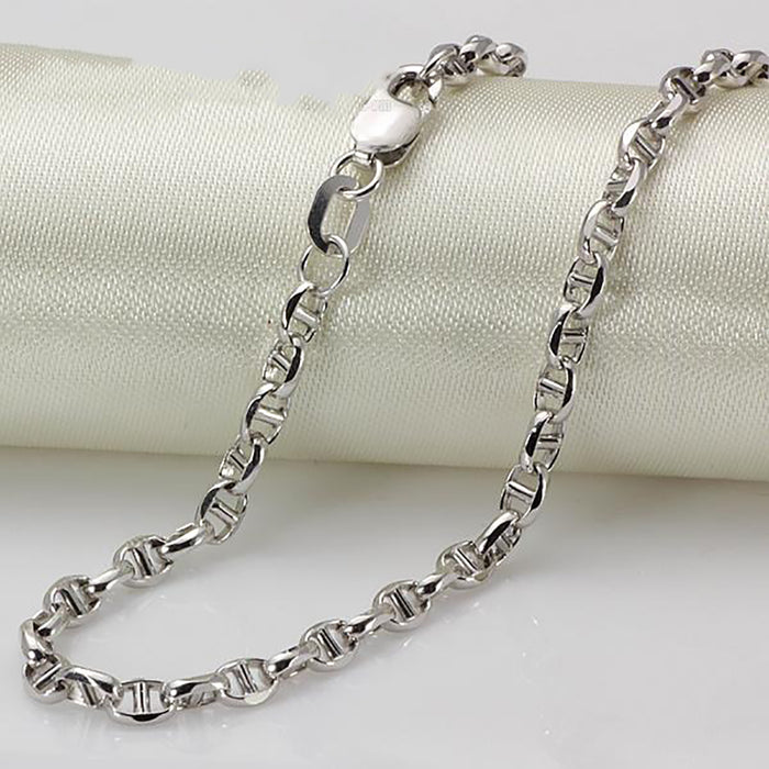 18K Solid Gold 2.5mm Link Chain Necklace Punk Jewelry 18in - 24in