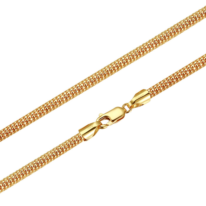 18K Solid Gold 2.3mm 3mm Pineapple Chain Necklace Punk Jewelry 16in - 30in