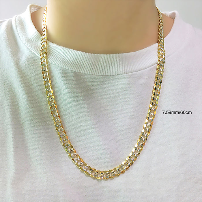 18K Solid Gold 4mm Miami Cuban Chain Necklace Italy Punk Jewelry 20in