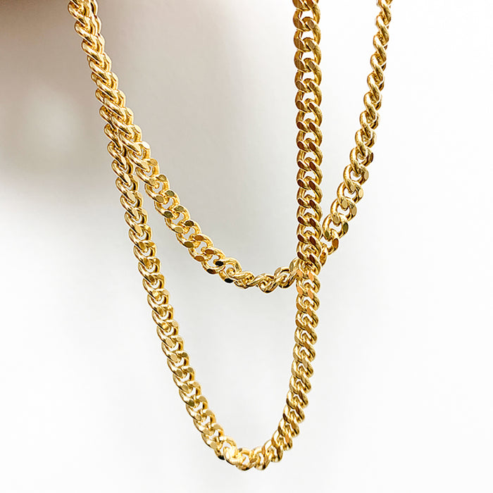 18K Solid Gold 4.3mm Miami Cuban Chain Necklace Punk Jewelry 20in-24in