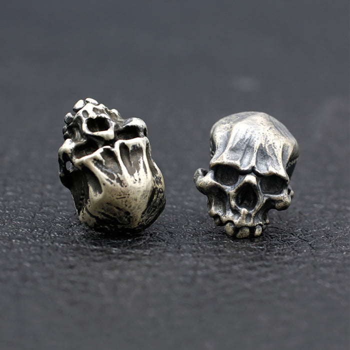 925 Sterling Silver Thai Silver Stud Earrings Skeletons Skulls Men Punk Jewelry