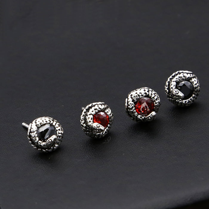 925 Sterling Silver Stud Earrings Snake Winding Men Fashion Fine Jewelry