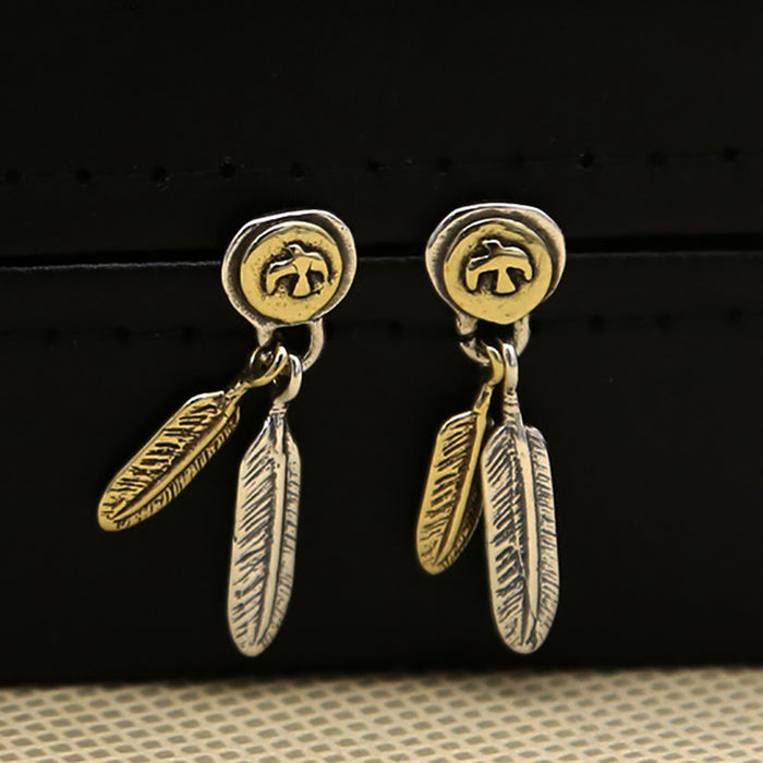 925 Sterling Silver Thai Silver Earrings Feather Eagle Men Fashion Punk Jewelry