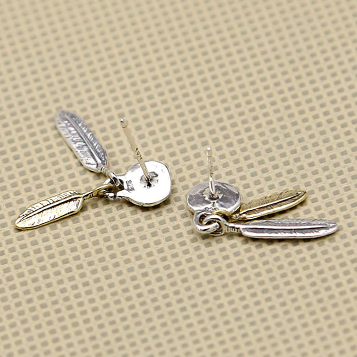 925 Sterling Silver Thai Silver Earrings Feather Eagle Men Fashion Punk Jewelry