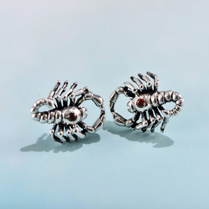 925 Sterling Silver Capricornus Stud Earrings Scorpion Cubic Zirconia Jewelry
