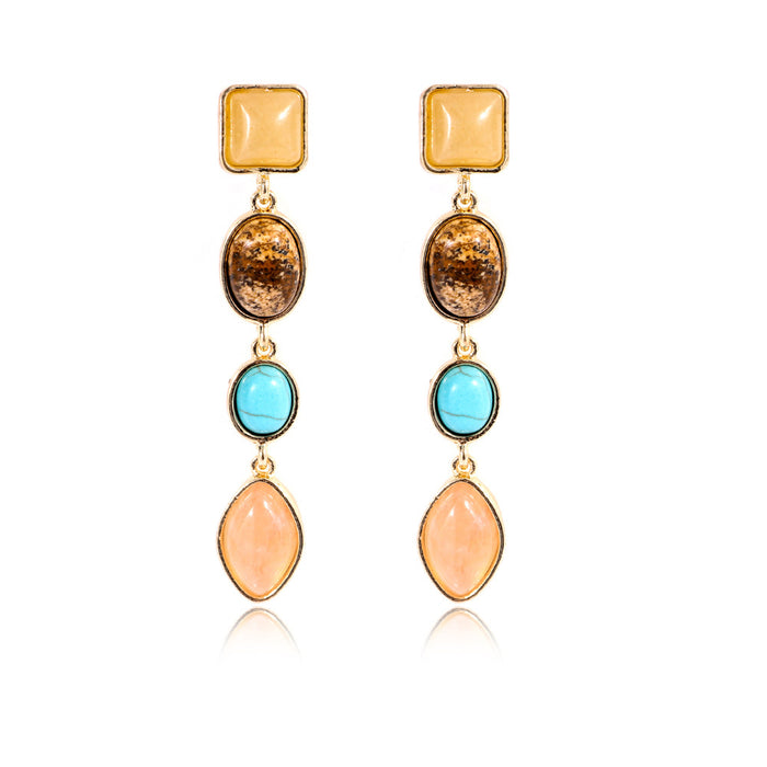 Charm Turquoise Earrings Gold Plated Women Beautiful Fashion Jewelry