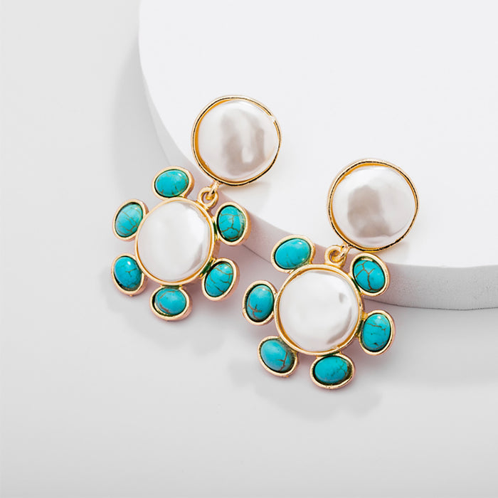 5 Pairs Lot Charm Turquoise Earring Gold Plated Wholesale Women Fashion Jewelry