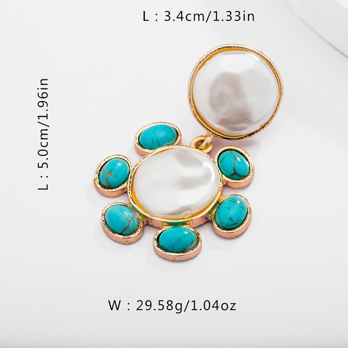 5 Pairs Lot Charm Turquoise Earring Gold Plated Wholesale Women Fashion Jewelry