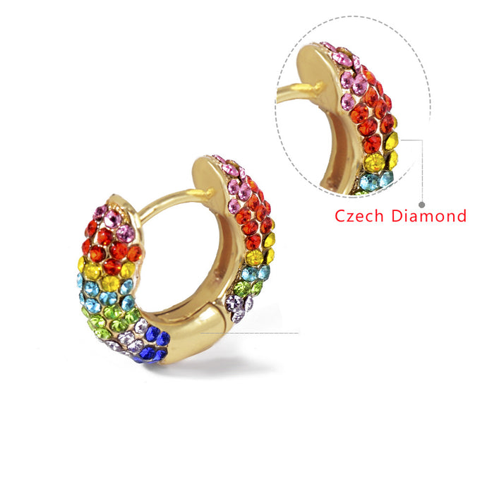 Czech Diamond Earrings Gold Plated Charm Women Beautiful Fashion Jewelry