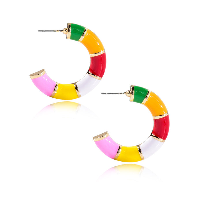 10 Pairs Lot Multicolor Earrings C-Shape Cute Wholesale Women Fashion Jewelry
