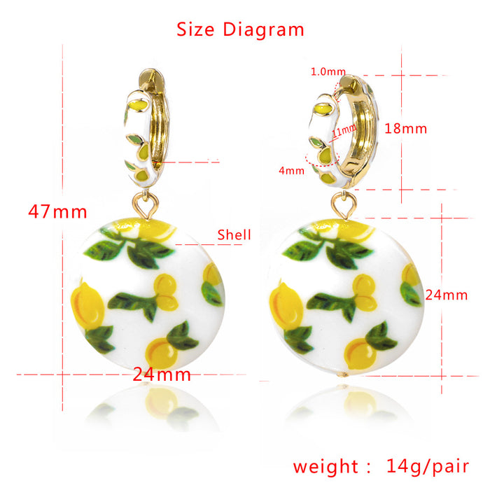 Charm Printed Pearl Shell Earrings Gold Plated Wholesale Women Fashion Jewelry