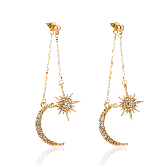 5 Pairs Lot Charm Rhinestone Star&Moon Earrings Wholesale Women Fashion Jewelry