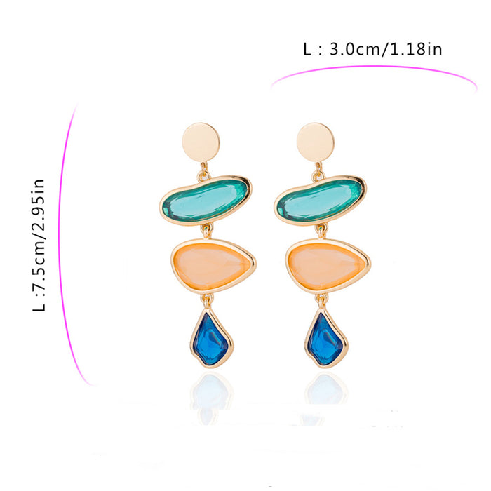 10 Pairs Lot Resin Earring Geometry Gold Plated Wholesale Women Fashion Jewelry