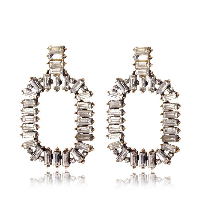 Charm Rhinestone Rectangle Earrings Multicolor Wholesale Women Fashion Jewelry