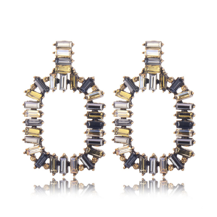 Charm Rhinestone Rectangle Earrings Multicolor Wholesale Women Fashion Jewelry