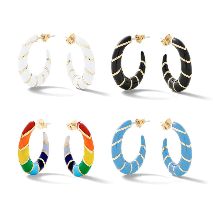 5 Pairs Lot C-Shape Earrings Gold Plated Wholesale Women Fashion Jewelry