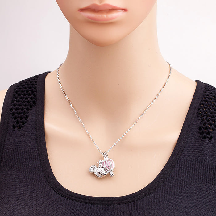 Beautiful Acorn Squirrel Necklaces Pendants Pink Pompon Animals Plants Fashion Jewelry
