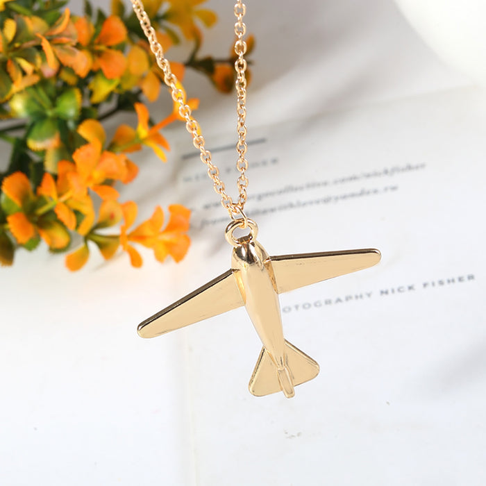 Charm Airplane Necklace Pendant Travel Fashion Simple Jewelry