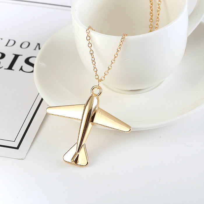 Charm Airplane Necklace Pendant Travel Fashion Simple Jewelry
