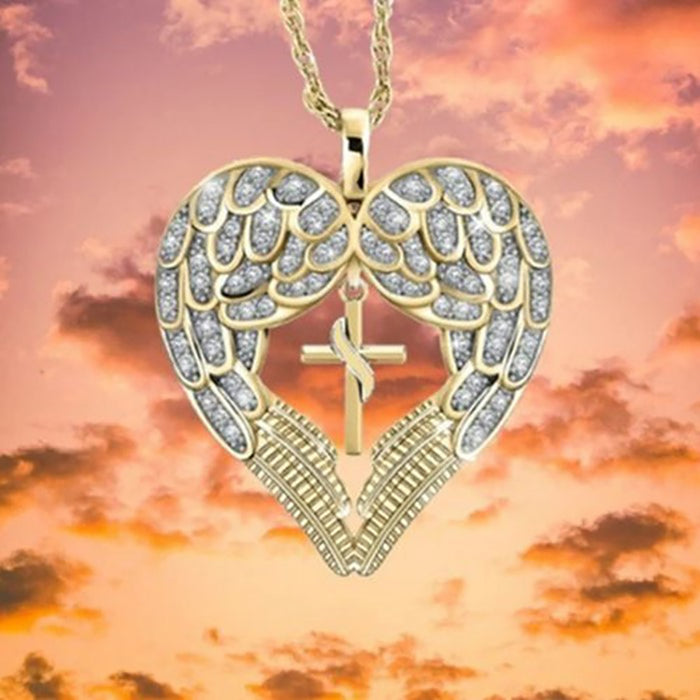 Hollow Angel Wings Necklace Pendant Angels Love Hearts Cross Fashion Jewelry