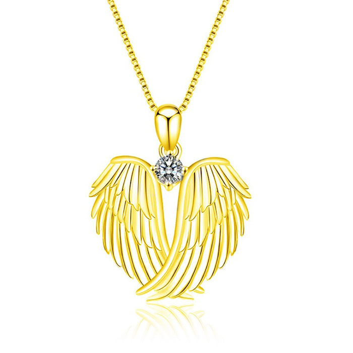 Beautiful Angel Wings Necklace Pendant Cubic Zirconia Angels Love Hearts Fashion Jewelry
