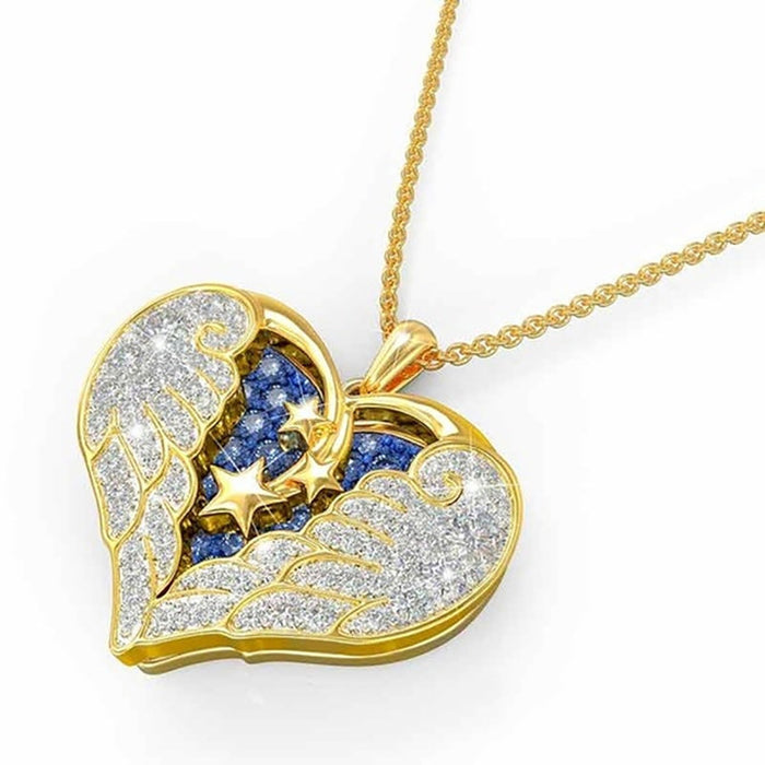 Charm Angel Wings Necklace Pendant Angels Love Hearts Starry Sky Fashion Jewelry
